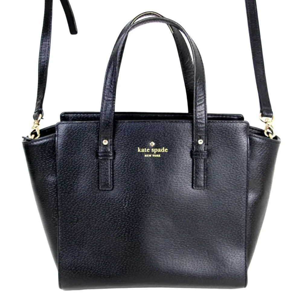 kate spade NY BLACK GENUINE LEATHER SHOULDER BAG X-BODY SATCHEL HANDBAG PURSE